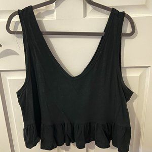 Black Peplum Tank Top | Size XL